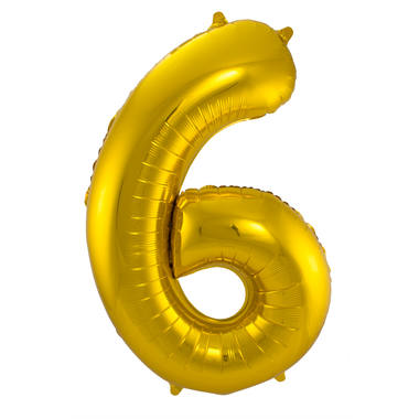 6 Formet Nummer Folieballon (Guld, 86 cm)
