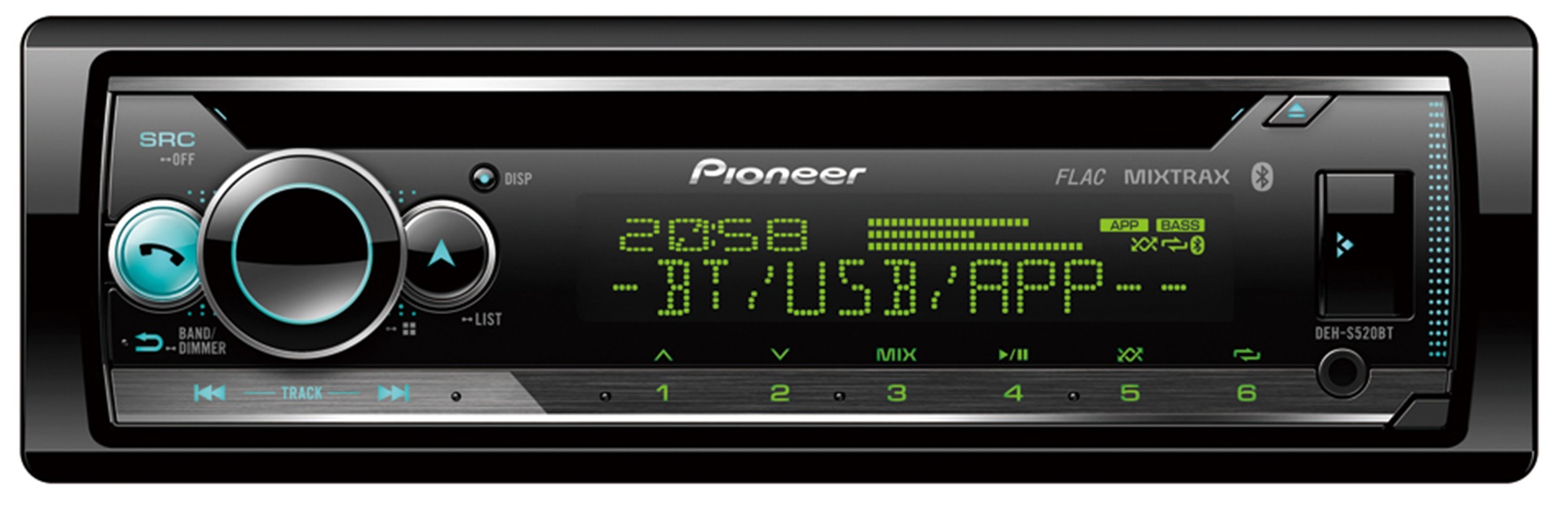 Pioneer DEH-S520BT 1-DIN Bilstereo m. CD, Bluetooth og Spotify