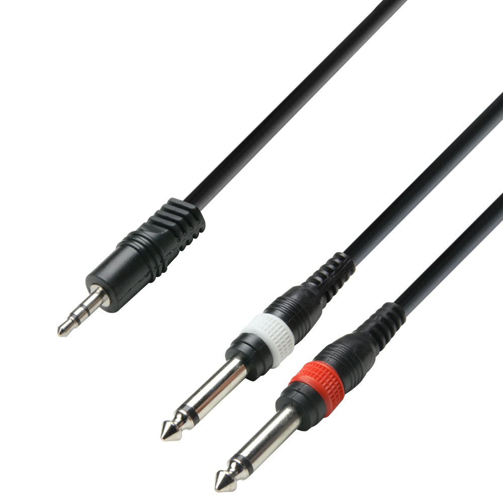 Se Adapter Kabel 3,5mm Jack Stereo til 2 x 6.3 mm Jack mono 6 meter hos Drum City