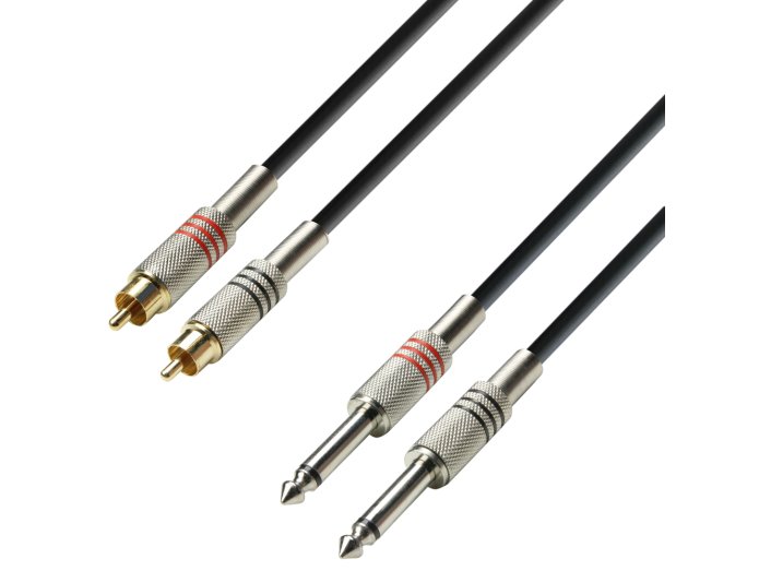 Adapter Cable 2 x RCA Phono Male to 2 x 6.3mm Jack Mono