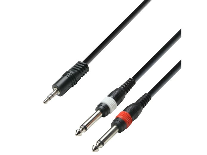 Adapter Cable 3.5mm Jack Stereo to 2 x 6.3 mm Jack mono