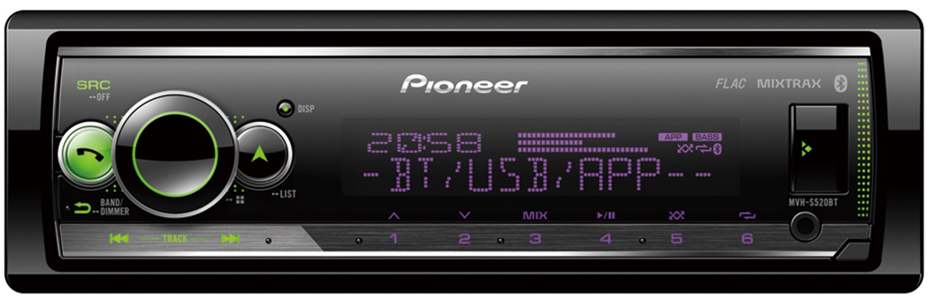 Se Pioneer MVH-S520BT Bilradio m. Bluetooth og USB hos Drum City