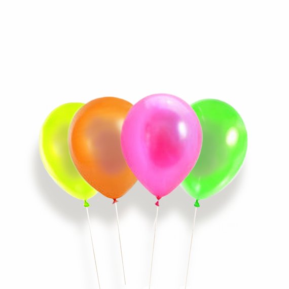 Neon coloured UV balloons 100 pcs. mix
